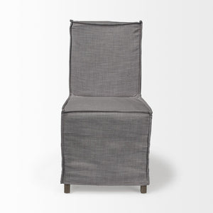 Mercana Elbert Chic Grey Upholstered Dining Chairs with Brown Wooden Base for Modern Farmhouse Style Gray Fabric | Side Chair 68189