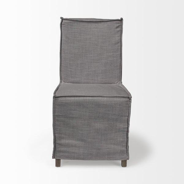 Mercana Elbert Chic Grey Upholstered Dining Chairs with Brown Wooden Base for Modern Farmhouse Style Gray Fabric | Side Chair 68189