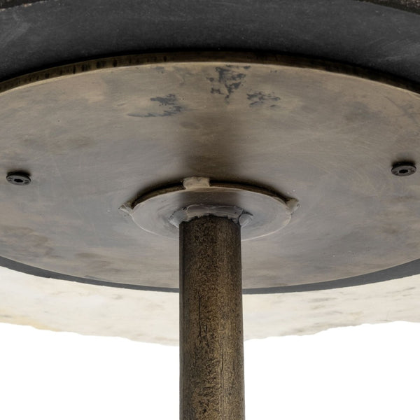 Mercana Pinera 37"x33" Organic Slate Coffee Table with Antique Iron Base for Modern Luxe Interiors White Marble | Gold Metal 68246-AB