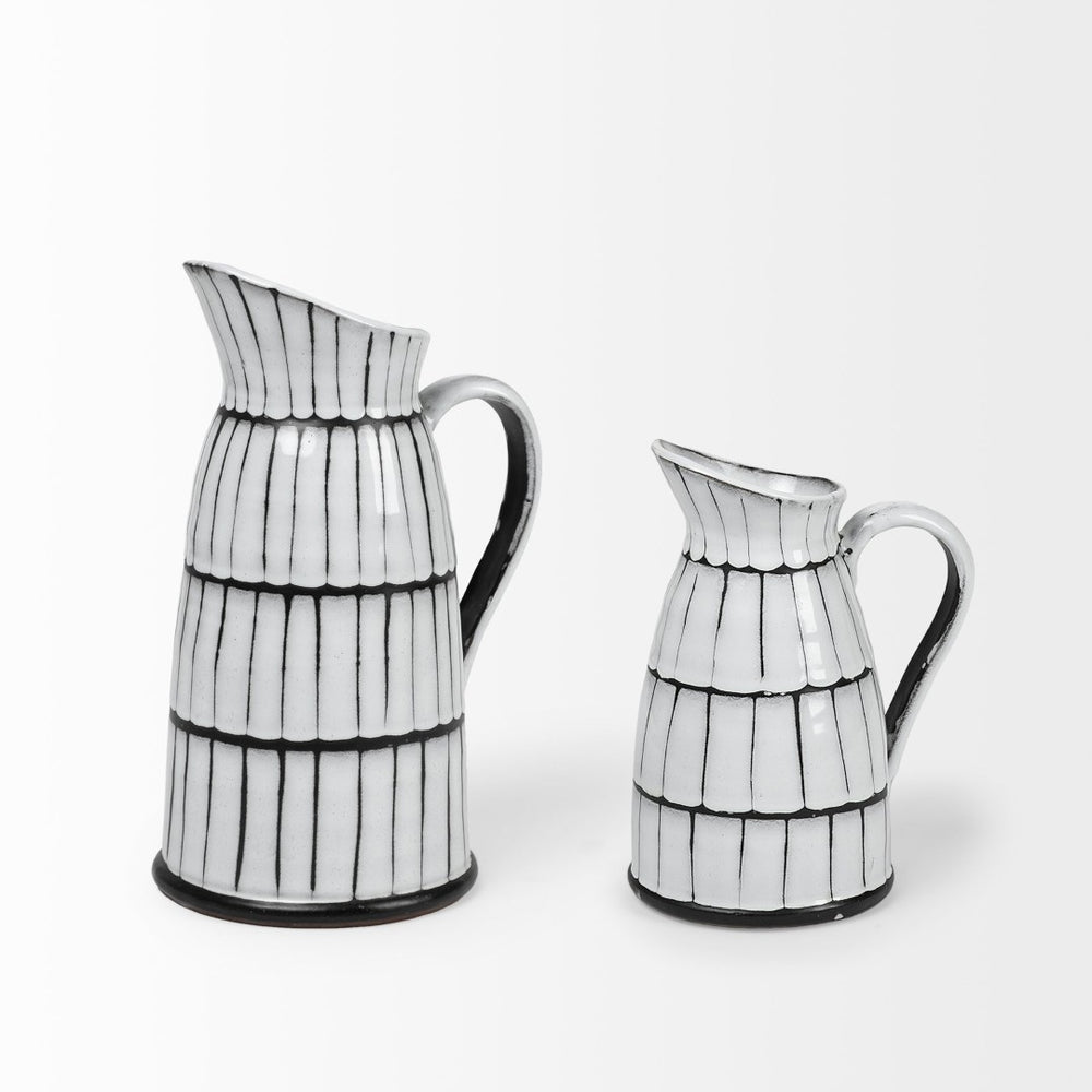 Mercana Lome Striking Black and White Ceramic Jug - Modern Accent for Home Décor and Stylish Display White/Black Ceramic | 10H 68100