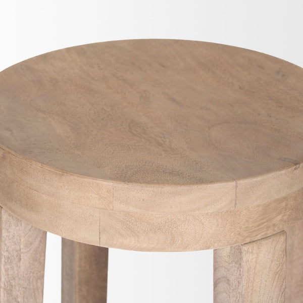 Mercana Brahma 26" Counter Stool - Timeless Farmhouse Charm with Sturdy Mango Wood and Minimalist Design White Washed Wood | 30H 68211