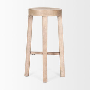 Mercana Brahma 26" Counter Stool - Timeless Farmhouse Charm with Sturdy Mango Wood and Minimalist Design White Washed Wood | 30H 68211