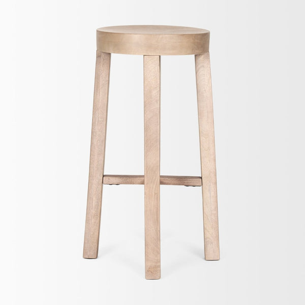 Mercana Brahma 26" Counter Stool - Timeless Farmhouse Charm with Sturdy Mango Wood and Minimalist Design White Washed Wood | 30H 68211