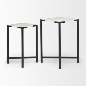 Mercana Lucas Nesting Accent Tables Set of 2 - Elegant Marble Tops with Sleek Iron Frames for Modern Spaces 68240