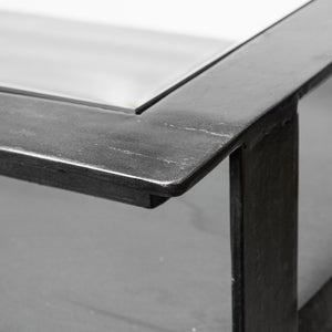 Mercana Vidro Industrial-Style Sideboard with Solid Wood Cabinets & Matte-Black Metal Frame for Storage Elegance 68209