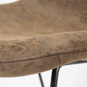 Mercana Sawyer Dining Chair Pair - Industrial-Style Slate Faux Leather with Matte Black Iron Frame Design Brown Faux Leather | Black Metal (Side Chair) 68314