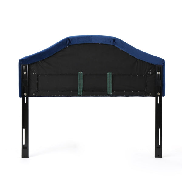 English Elm Tufted Queen Headboard with Nailhead Trim Solid Wood Frame Adjustable Iron Legs Navy Blue 57875.00NVLTNBLU