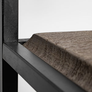 Mercana Braxton Three-Shelf Industrial Farmhouse Shelving Unit for Stylish Storage and Display Solutions Light Brown Wood | Black Metal | 42L 68203-AB