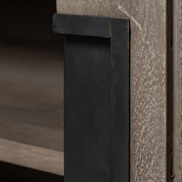 Mercana Braxton Three-Shelf Industrial Farmhouse Shelving Unit for Stylish Storage and Display Solutions Light Brown Wood | Black Metal | 42L 68203-AB