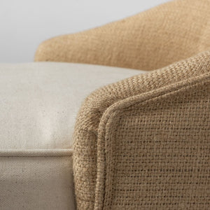 Mercana Monmouth Coastal Farmhouse Bar Stool with Comfortable Jute-Back and Natural Mango Wood Frame Cream Fabric | Brown Wood | Counter 68143