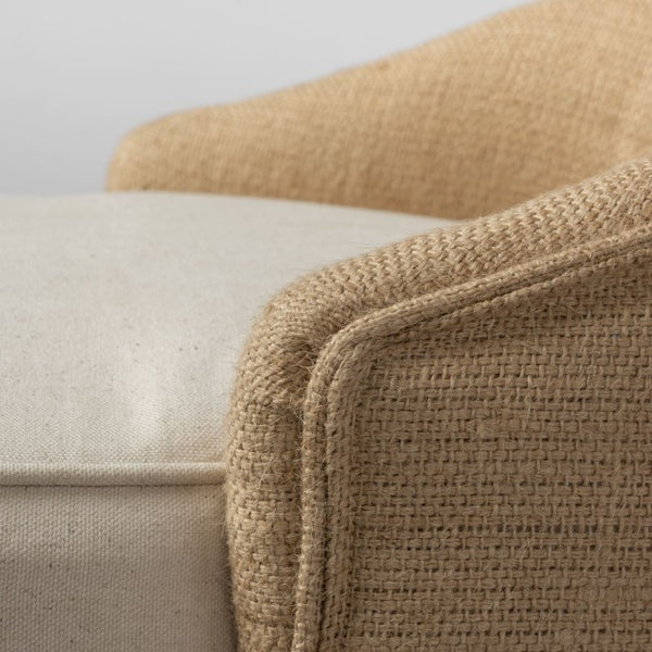 Mercana Monmouth Coastal Farmhouse Bar Stool with Comfortable Jute-Back and Natural Mango Wood Frame Cream Fabric | Brown Wood | Counter 68143