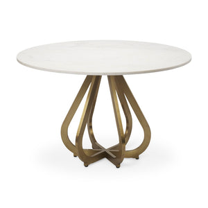 Mercana Laurent Dining Table - Luxurious Marble Top with Gold Metal Base for Modern Glam Interiors 68238-AB