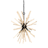 Jules 25x25 Blonde Wood and Black Metal Six Bulb Chandelier Light