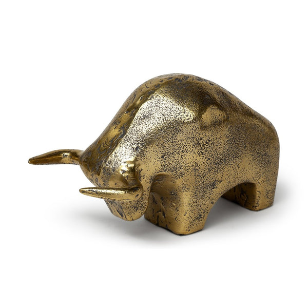 Mercana Tauro Raging Bull Sculpture in Rustic Gold Finish - Striking Modern Accent for Home Decor Gold Cast Aluminum |5H 68409