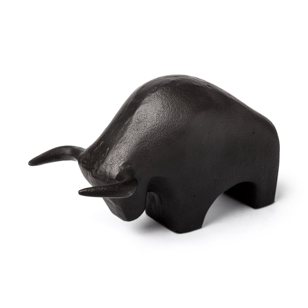 Mercana Tauro Raging Bull Sculpture in Rustic Gold Finish - Striking Modern Accent for Home Decor Black Cast Aluminum | 5H 68410