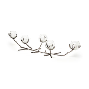 Mercana Vine I Distressed Silver Metal Creeper Five Candle Table Candle Holder 68415