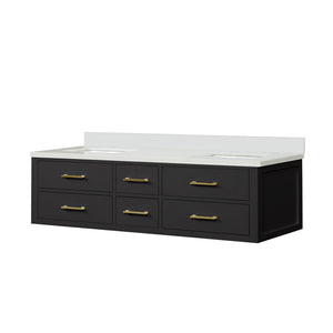 English Elm Black Double Bath Vanity 72" W With Cultured Marble Top, Soft-Close Drawers & Solid Wood Design B2731P258059