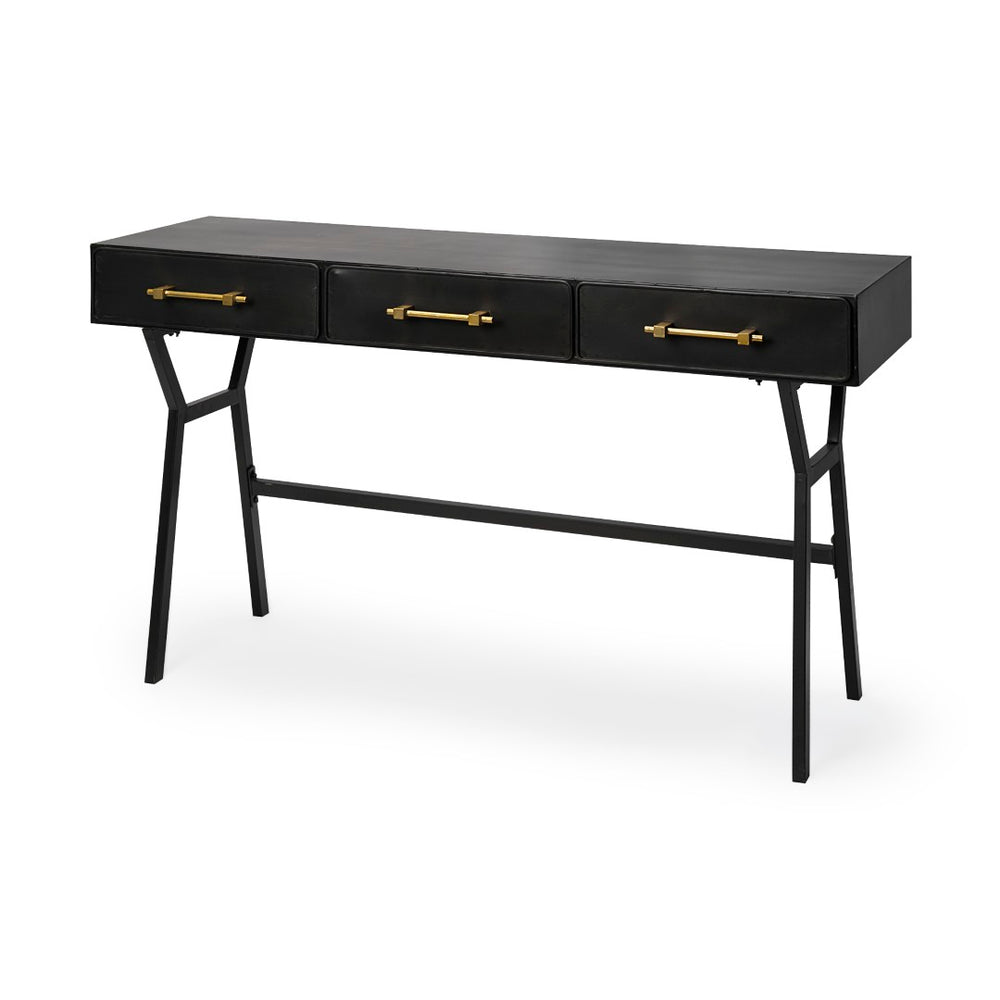 Mercana Vince Modern Glam 3-Drawer Writing Desk with Luxe Accents for Stylish Home Office Organization 68443