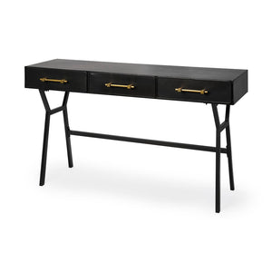 Mercana Vince Modern Glam 3-Drawer Writing Desk with Luxe Accents for Stylish Home Office Organization 68443