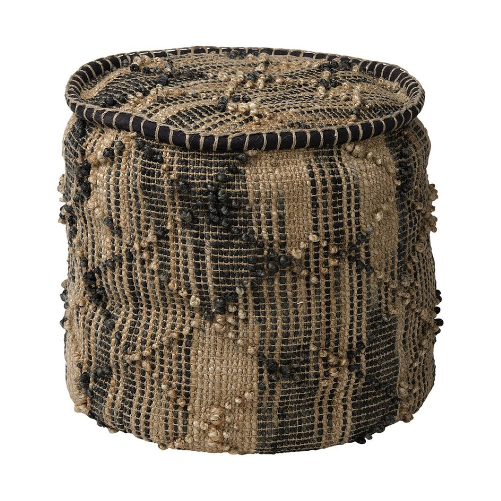 Mercana Riley Handwoven Cylindrical Pouf with Cozy Popcorn Stitch Design for Stylish Home Décor and Seating 68467