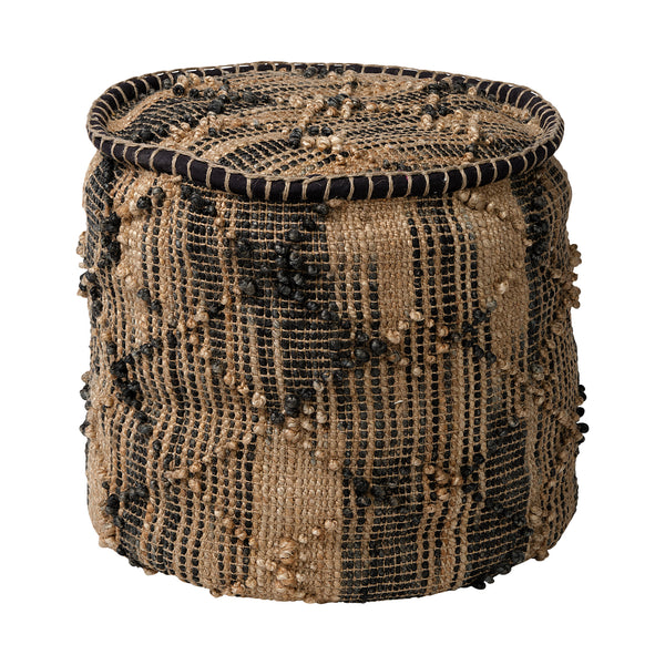 Mercana Riley Tan Jute Popcorn Stich Cylindrical Pouf 68467