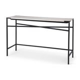 Mercana Lucas 50 X 16 X 30 White Marble Top Black Metal Frame Console Table 68469