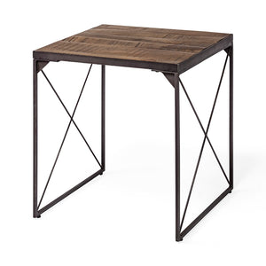 Mercana Trestman 24" Square Top Rustic Farmhouse End Table with Industrial Cross Braced Design for Versatility 68471
