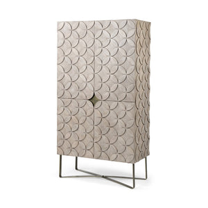 Mercana Excelsior Storage Cabinet: Art Deco Glamour with Solid Mango Wood and Chic Iron Base for Modern Homes 68476