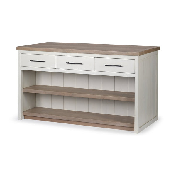 Mercana Fairview Solid Wood Kitchen Island with Two-Tone Finish, Ample Storage, and Farmhouse Charm 68479