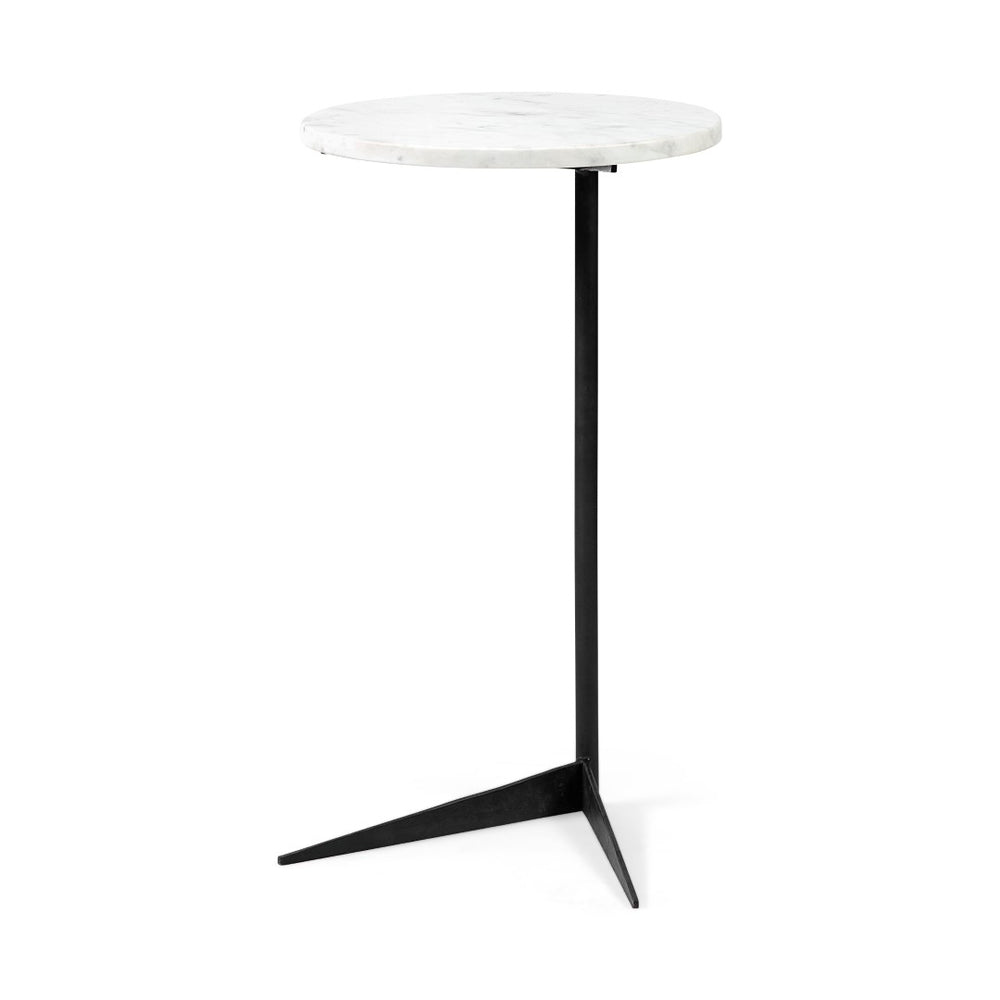 Mercana Ballatine Modern Round Accent Table with Luxurious Stone Top and Sturdy Iron Base for Stylish Spaces 68487