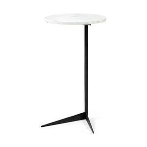 Mercana Ballatine Modern Round Accent Table with Luxurious Stone Top and Sturdy Iron Base for Stylish Spaces 68487