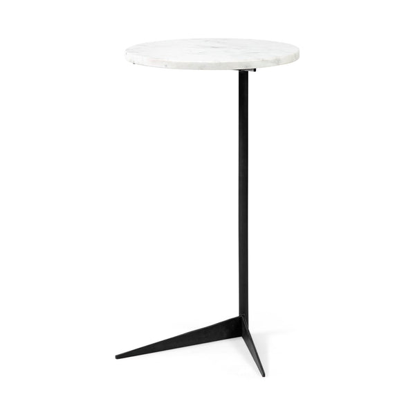 Mercana Ballatine Modern Round Accent Table with Luxurious Stone Top and Sturdy Iron Base for Stylish Spaces 68487