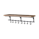 Schutt 36L Wall Mounted Wooden Shelf w/ 8 Hooks for Coats, Hats