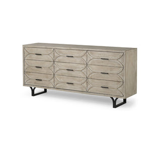 Mercana Giselle II Elegant 9-Drawer Sideboard with Geometric Design for Modern Glam and Farmhouse Spaces 68533