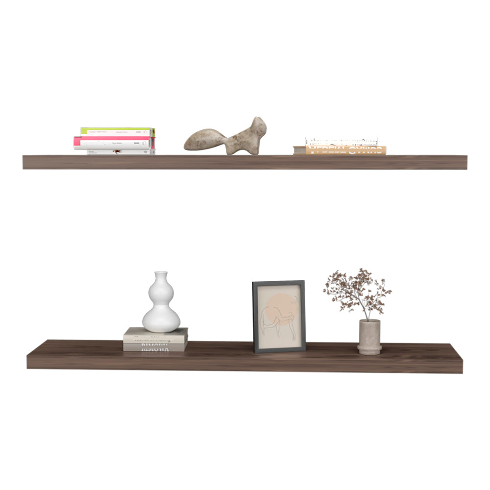 English Elm Floating Shelf Lyle Dark Walnut - Set of 2 Engineered Wood Wall Shelves, Space-Saving Modern Display (48") B092P238749