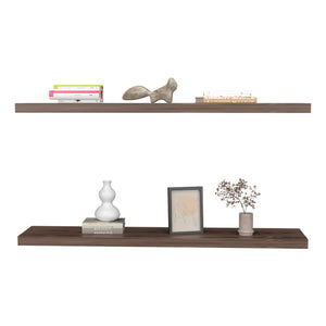 English Elm Floating Shelf Lyle Set of 2 Dark Walnut – Space-Saving Engineered Wood Wall Shelves 47.24" L B092P238749