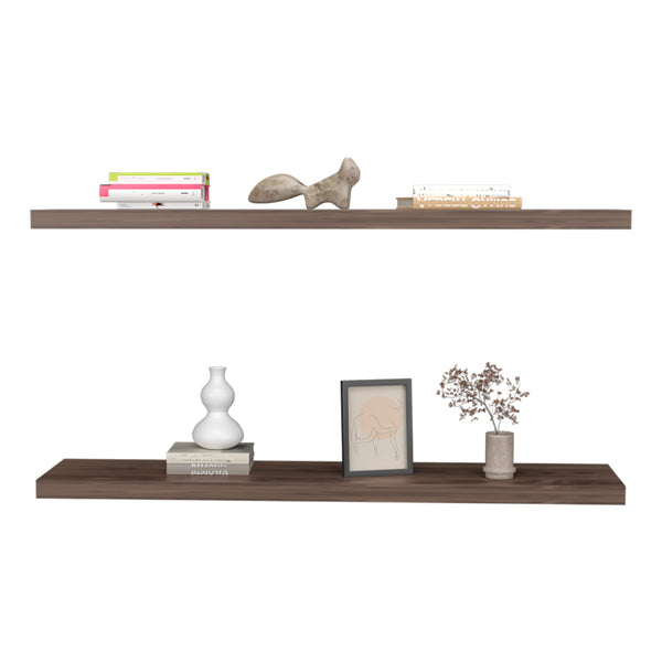 English Elm Floating Shelf Lyle Set of 2 Dark Walnut – Space-Saving Engineered Wood Wall Shelves 47.24" L B092P238749