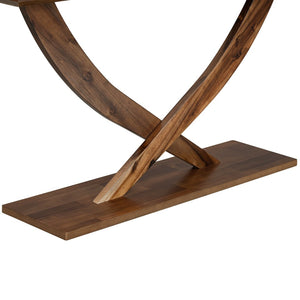 English Elm Mirod 57 Inch Acacia Veneer Console Table with Cross Leg Base for Entryway Brown N760P214643D