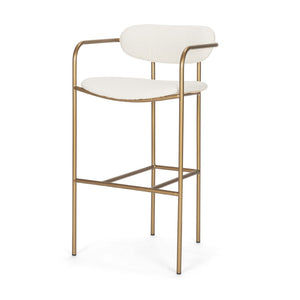 Mercana Parker Counter Stool – Stylish Upholstered Seating with Industrial Metal Frame for Modern Spaces Cream Fabric | Gold Metal | Bar 68564