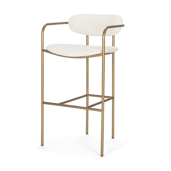 Mercana Parker Counter Stool – Stylish Upholstered Seating with Industrial Metal Frame for Modern Spaces Cream Fabric | Gold Metal | Bar 68564