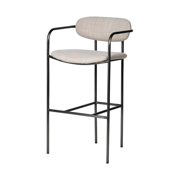 Mercana Parker Counter Stool – Stylish Upholstered Seating with Industrial Metal Frame for Modern Spaces Beige Fabric | Grey Metal | Bar 68563