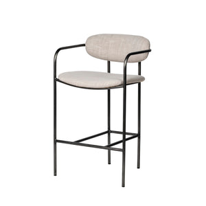 Mercana Parker Counter Stool – Stylish Upholstered Seating with Industrial Metal Frame for Modern Spaces Beige Fabric | Grey Metal | Counter 68561