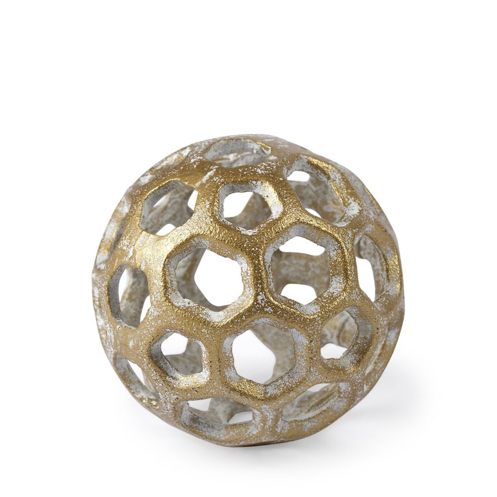 Mercana Moyer Decorative Hollow Orb - Elegant Whitewashed Accent for Modern and Luxe Home Interiors 68604