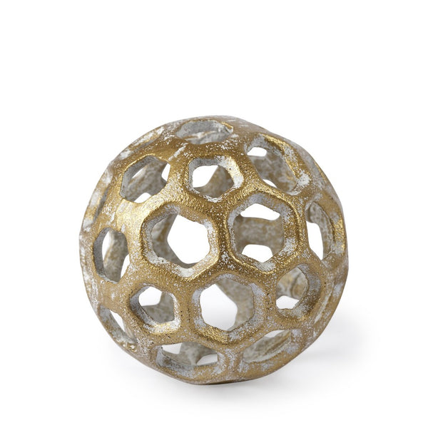 Mercana Moyer Decorative Hollow Orb - Elegant Whitewashed Accent for Modern and Luxe Home Interiors 68604