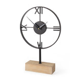 Mercana Oris Black Metal/Wood Open Frame Table Clock 68642