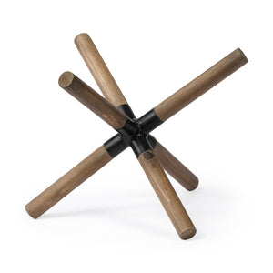 Mercana Stuhrling Jack-Shaped Accent Decor - Rustic Coastal Charm with Whitewashed Finish & Metal Detail Brown Wood | 6H 68641