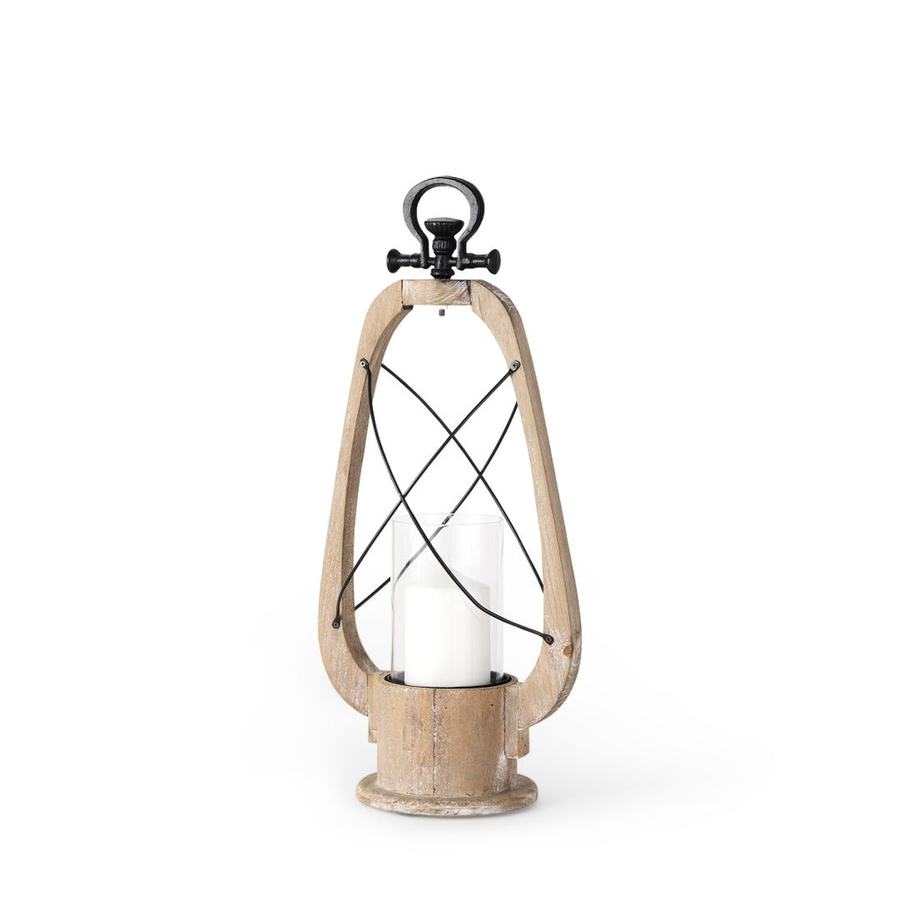 Mercana Zain Vintage-Inspired Wooden Lantern Candle Holder – Timeless Charm for Farmhouse and Modern Decor 68637