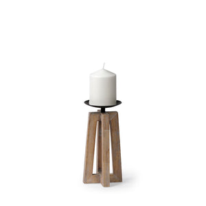 Mercana Astra Handcrafted Light Brown Pedestal Candle Holder for Modern Farmhouse and Coastal Decor Brown Wood | 9H 68635