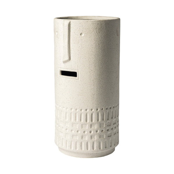 Mercana Jacob Playful Smiling Face Vase - Modern Ceramic Accent for Coastal, Bohemian, and Minimalist Decor White Ceramic | 14H 68572