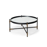 Marshall 32L x 32W Black Round Mirrored Top W/Metal Base Coffee Table